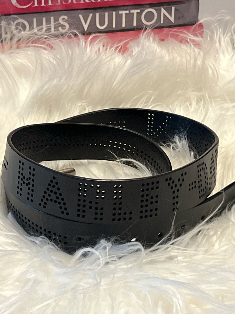 Harley-Davidson vintage Black Perforated Leather Belt Xl 54 inches